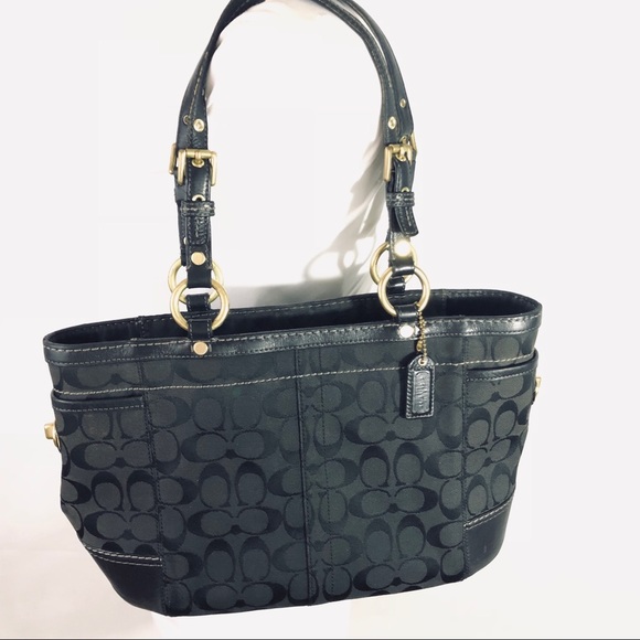 Coach Handbags - Coach logo black tote canvas & leather
